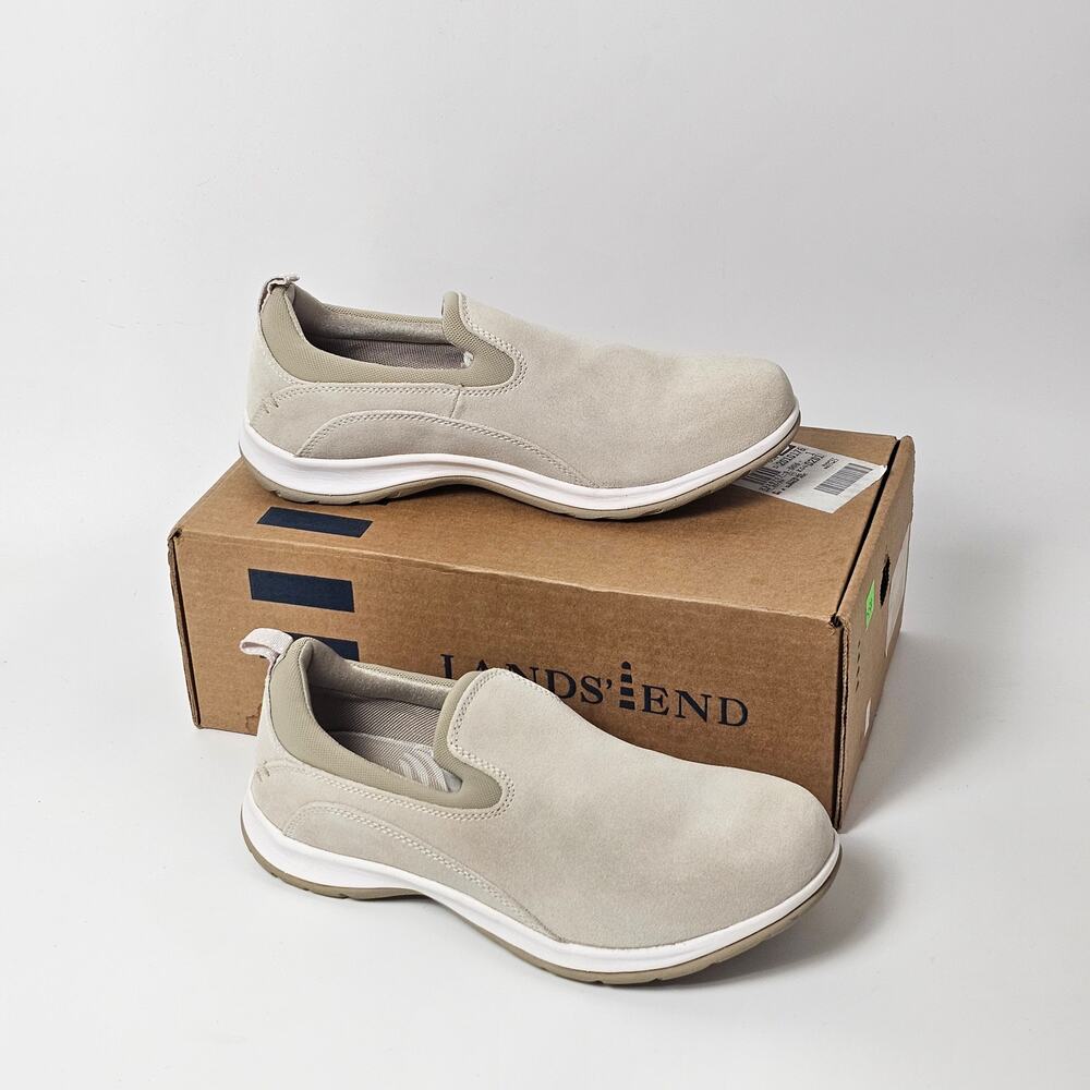 Lands End Women's 8 Beige Slip On Moc Shoes Suede Deck Boat Comfort